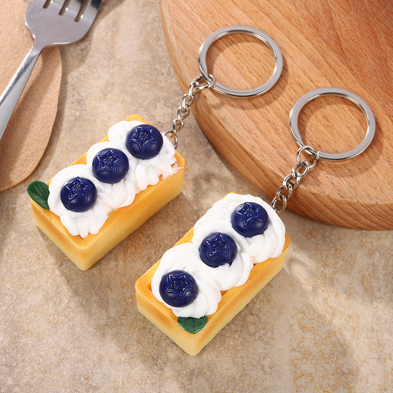 Llavero de pastel de crema de simulación de PVC al por mayor